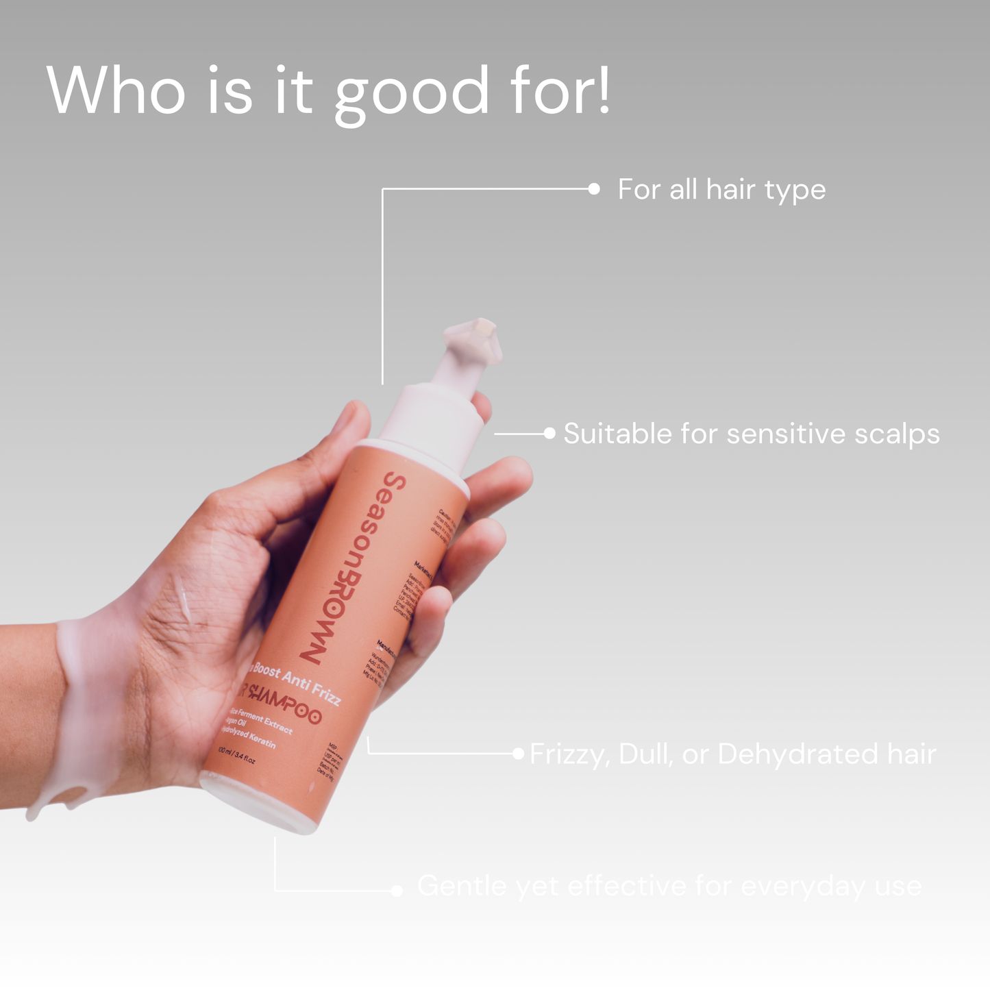 SeasonBrown Hydra Boost Shampoo – Anti-frizz and moisture-lock formula for smooth, hydrated, and healthy hair.