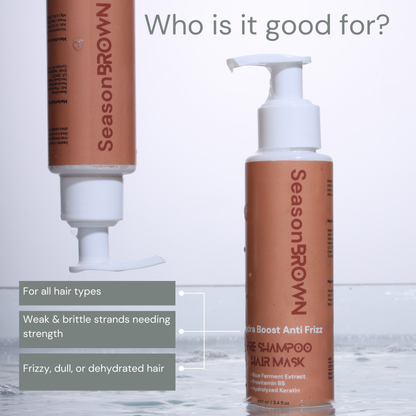 SeasonBrown Hydra Boost Pre-Shampoo Hair Mask – Deep hydration for frizzy, dull, and dehydrated hair.