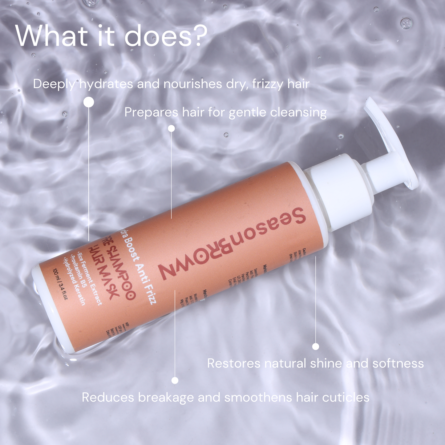 SeasonBrown Hydra Boost Pre-Shampoo Hair Mask – Intense hydration formula for soft, smooth, and nourished hair.